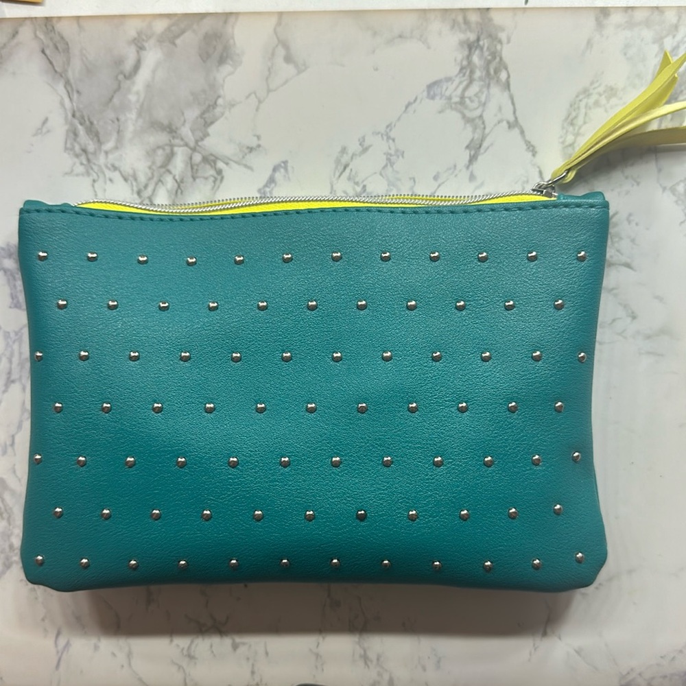 Ipsy Makeup Bag : Blue Green Silver Studs 100th Ipsy Bag